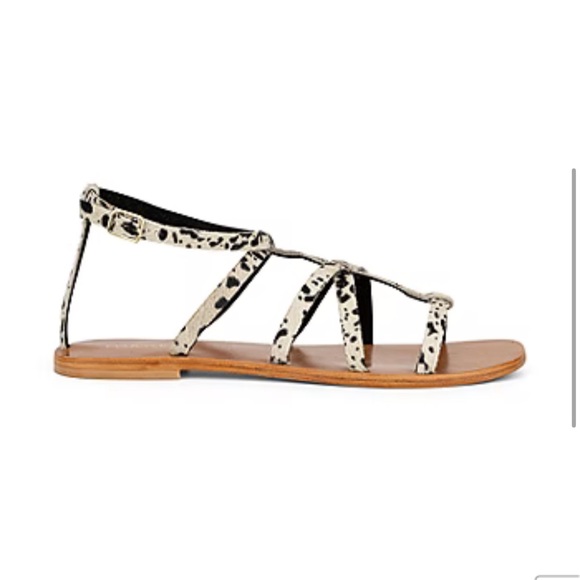 New Torgeis Size 10 Sandals Leather Pony Print Flat Shoes - Picture 3 of 8